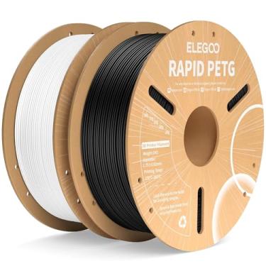Imagem de ELEGOO Filamento Rápido Petg 1,75 Mm Preto e Branco 2 Kg, Filamento de Impressora 3D de Alta Velocidade 30-600 Mm/S Precisão Dimensional +/- 0,02 Mm, Carretel de Papelão de 1 Kg(2,2 Lbs) Adequado Para