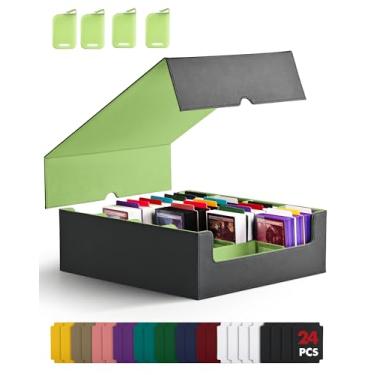 Imagem de ZLCA caixa de armazenamento de cartão para mtg ptcg, caixa de deck de comandante contém mais de 2.400 cartas, estojo de armazenamento de cartão com 4 rolhas, organizador de cartão para cartõ