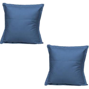 Imagem de Kit 2 Almofadas Decorativas Cheias Fofinhas Para Sofá Sala Poltrona Suede Azul Marinho
