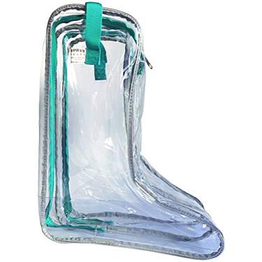 Imagem de Mochila de Bota – Bolsa de armazenamento transparente à prova d'água com dois compartimentos separados para botas, Turquoise, Fits most boots (up to 17")
