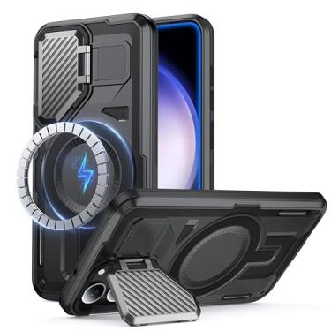 Imagem de FNDMIL Capa para Samsung Galaxy S23 compatível com MagSafe [suporte de capa de câmera embutido] [à prova de choque de grau militar] [proteção de camada dupla] capa resistente para celular S23, preta