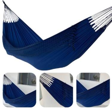 Imagem de Rede De Dormir Descanso Grande Casal Jeans Algodão - Itens Casa Têxtil