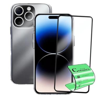 Imagem de Kit Capa Capinha Clear Case Space Compatível iPhone 14 Pro e Película Premium 9D Cerâmica