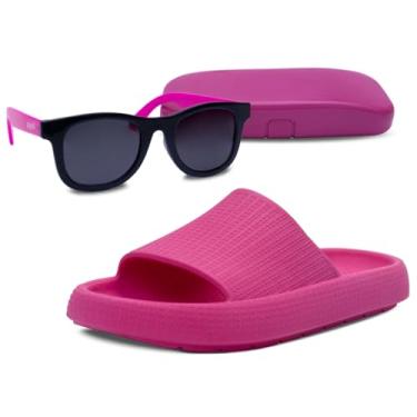 Imagem de Kit Oculos de Sol E Chinelo Slide Nuvem Moda Sandalia Infantil Menino Menina K31 (Rosa Pink, BR, Criança de 4 a 8 anos, Numérico, 30)