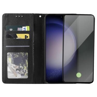 Imagem de Capa Capinha Carteira Flip e Película 3d Privacidade Anti Spy Compatível Samsung Galaxy S23