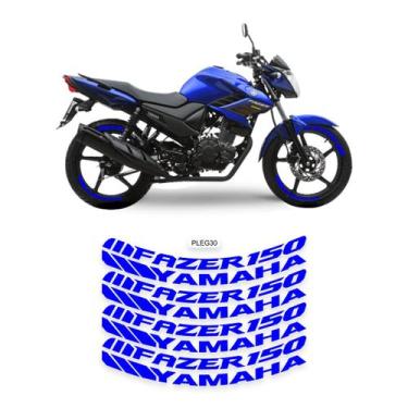 Imagem de Kit Adesivos Ploter Roda Yamaha Fazer 150 Azul - Resitank
