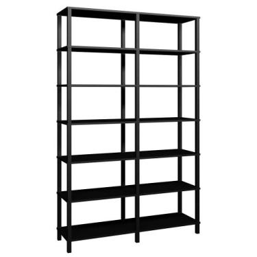 Imagem de Estante 140x38x221 Preta Montantes Pretos c/ 6 Prat. 33cm - EVOLUKIT