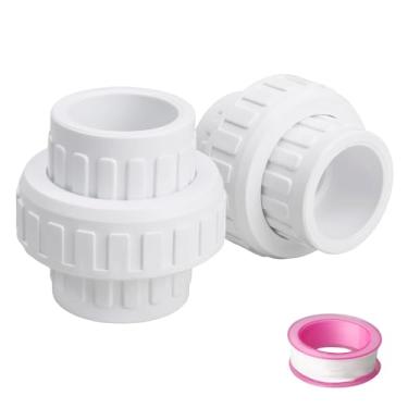 Imagem de União de deslizamento de PVC para tubos de 3,5 cm Schedule 40, União de encaixe de tubo de PVC resistente com anel de vedação EPDM, ideal para conexões de piscina e tubulação residencial (pacote com