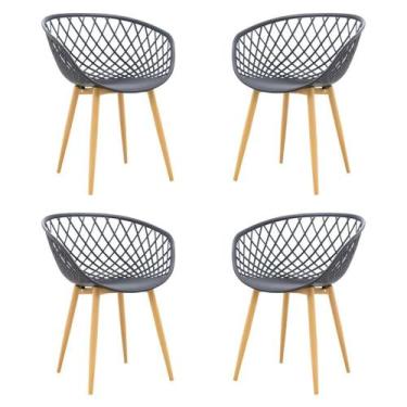 Imagem de Kit 04 Cadeiras Clarice Assento Preto Base Metal - 76821 - Sun House