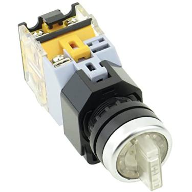 Imagem de Yuco Interruptor seletor iluminado YC-SS22PMA-I3W-1 22 mm, 3 posições mantidas 24 V CA/CC com 2 blocos de contato normalmente abertos (branco)
