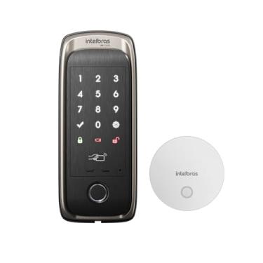 Imagem de Fechadura Smart de Sobrepor IFR 2020 Preto Intelbras + HUB de Automação Smart ICA 1001