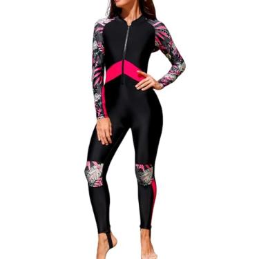 Imagem de Maiô feminino de manga comprida com zíper frontal FPS 50+ com sutiã embutido, Vermelho rosa, GG