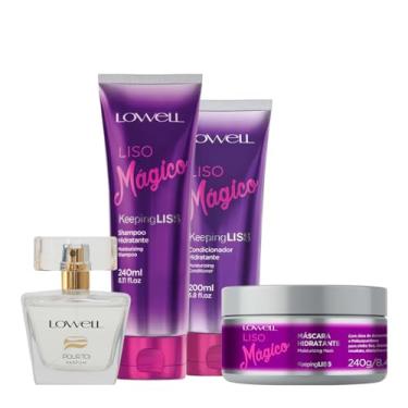 Imagem de Lowell Liso Mágico Keeping Liss Shampoo Condicionador Máscara e Pour Toi Parfum Cabelo e Corpo (4 produtos)