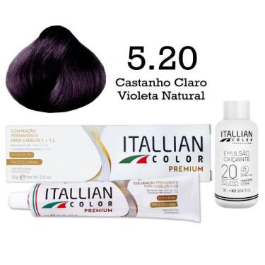 Imagem de Coloração 5.20 Castanho Claro Violeta Natural + Oxi 20 Vol  Itallian C