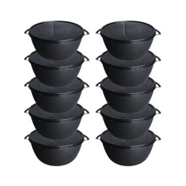 Imagem de Kit 10 Potes Plástico BOWL Marmita Vasilha Tapoer(PRETO 500ML)