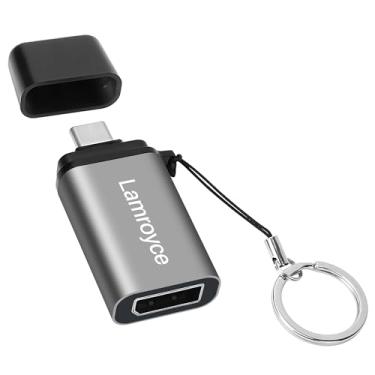 Imagem de Adaptador 8K USB C para DisplayPort, adaptador portátil USB tipo C macho (fonte) para DP fêmea (tela), conversor USB C para DP suporta 8K @60Hz, 4K @120Hz para iPhone 16/15 Series, MacBook Pro/Air