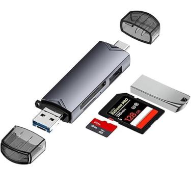 Imagem de Leitor de cartão multifuncional USB 3.0 6 em 1 tipo U Disk C/Micro USB/TF/SD Flash Drive adaptador de leitura de cartão de memória, acessórios de telefone