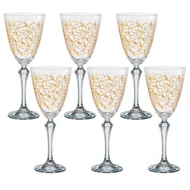 Imagem de Taça de Cristal Bohemia Decorada em Dourado 350 ml Elisabeth 6 Peças