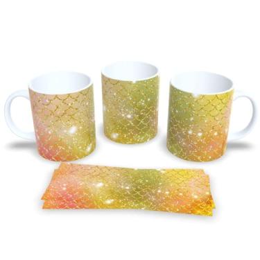 Imagem de Caneca Branca de Porcelana Personalizada Escamas de Sereia (Mod.6)