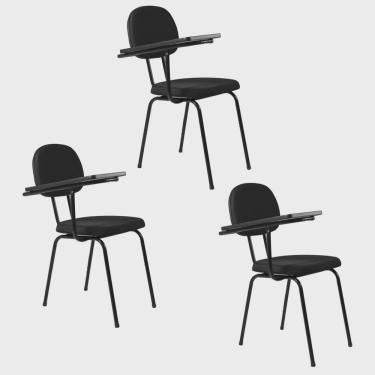 Imagem de Kit 3 Cadeiras Universitária Secretária com Prancheta Ecoflex