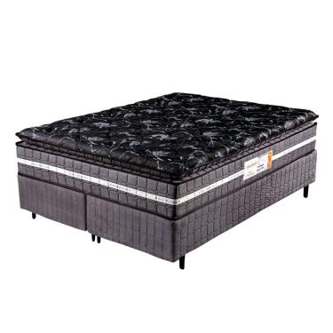 Imagem de Conjunto Box Casal King Amsterdã Molas Ensacadas com Espuma D33 193x203x34 Preto