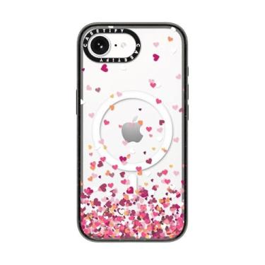 Imagem de CASETiFY Capa Impact para iPhone 16e [proteção contra quedas de grau militar de 2,5 m 4X/compatível com Magsafe] - Confetti Hearts - Preto transparente