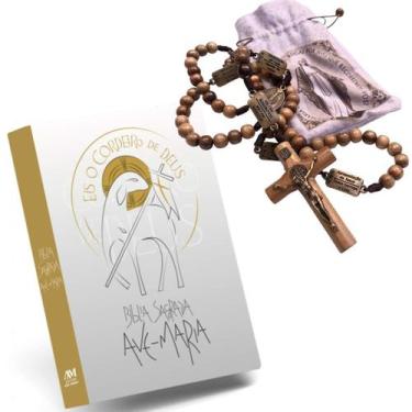 Imagem de Kit Bíblia Católica e Terço dos Mistérios do Rosário Sagrada Ave-Maria