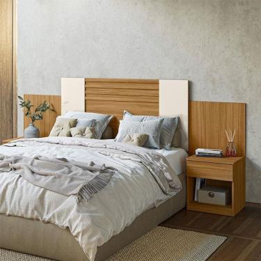 Imagem de Cabeceira Casal Ambiente Araguaia Freijó Off White Flex - Moval