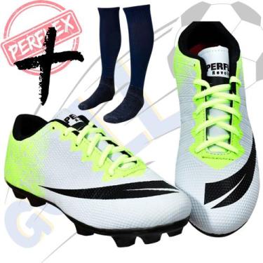 Imagem de Chuteira Campo Adulto Infantil com meião  Colada e Costurada - PERFLEX
