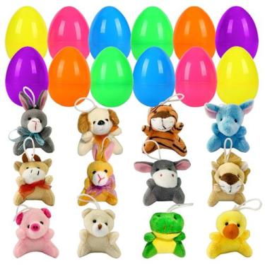Imagem de Ovos de Páscoa cheios de animais de pelúcia, pacote com 12 JIALWEN par