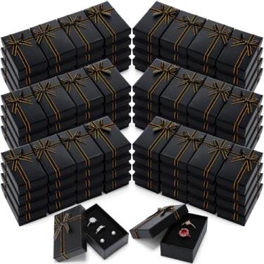 Imagem de Ecally 96 caixas de presente pequenas de papelão, 5 x 7 x 2,9 cm, caixas de brincos para joias, anéis de presente, brincos, colares (preto)