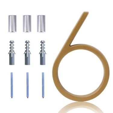 Imagem de Número de casa flutuante com números modernos de 12,7 cm, número de endereço residencial de liga de zinco Deamos para casa com acabamento refletivo, montagem flutuante ou montagem embutida liga de