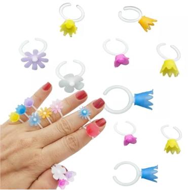 Imagem de Conjunto com 50 Brinquedinhos Mini Brinquedo Plástico Nacional Kit para Lembrancinhas Mimos Prendas Sacolinha Surpresa Festas (50 Anel Flor)