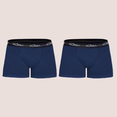 Imagem de Kit Com 2 Cuecas Boxer Sem Costura Algodão Confortável Zorba, Marinho,