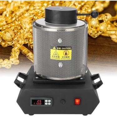 Imagem de Furno de fusão de ouro, forno de fusão de ouro elétrico, 1150 ℃ Máquina de fusão digital Digital Máquinas de fusão automática Refinamento de fundição para fundição para derretimento de alumí