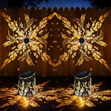 Imagem de Likiyol 2025 Pacote com 4 luzes solares de beija-flor, luzes de cerca ultra brilhantes, movidas a energia solar, IP65, à prova d'água, luz de deck para escada, quintal, jardim, decoração de parede