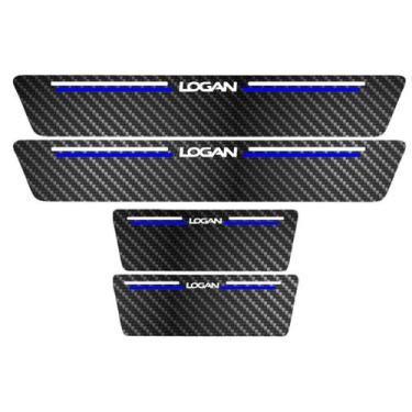 Imagem de Kit Soleira Protetora Porta Premium Blue Fibra Carbono Logan - Jhow Ad