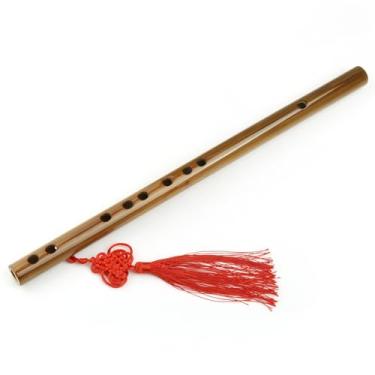 Imagem de Flauta de bambu Piccolo sem orifício de membrana flauta transversal curta instrumento musical de sopro chinês tradicional para iniciantes (chave G/38 cm)