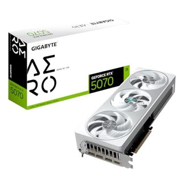 Imagem de Placa de Vídeo Gigabyte GeForce RTX 5070 Aero OC 12GB GDDR7 – Ray Tracing, DLSS 3, Resfriamento Avançado, Design Branco, GV-N5070AERO OC-12GD