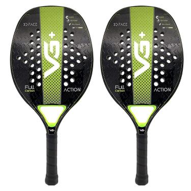 Imagem de Kit Com 2 Raquetes De Beach Tennis Classic Full Carbon Verde Vg Plus