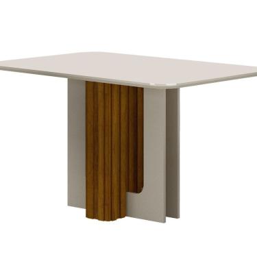 Imagem de Mesa Tampo Copo com Vidro 120cm Sofia Freijó/Off White