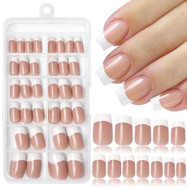 Imagem de Lifextol Unhas Postiças Curtas Com Ponta Francesa Branca, 120 Peças, Cola E Aba Adesiva, Pontas De Quadradas Acrílico, Artificial, Bastão Para