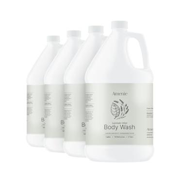Imagem de Amenie Sabonete Líquido Corporal De Lavanda E Menta - Caixa Com 4 Galões, Refrescante Nutritivo Para Todos Os Tipos Pele, Natural Sem Parabenos, Tamanho Grande Uso Em Spas Hotéis