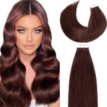 Imagem de Loxxy Extensões De Cabelo 14 Polegadas, Fita Adesiva, Humano Remy Natural, Cor Vinho Tinto #99J, Trama Invisível Pele, Pu, 50 Gramas, 20 Unidades