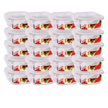 Imagem de 20Potes de Vidro 800ML Tampa 4Travas Marmita Geladeira Airfryer - QUAL