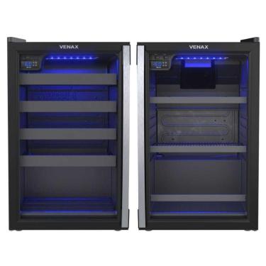 Imagem de Conjunto Cervejeira 100l Blue Light + Adega 24 Garrafas Piubella Porta Invertida Preto 220V Venax