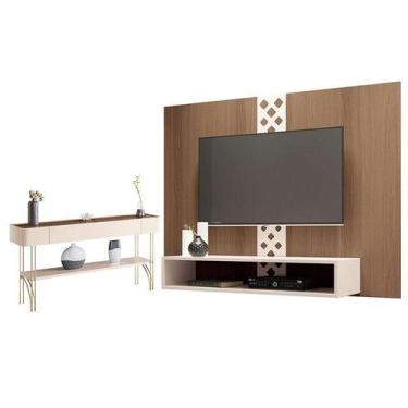 Imagem de Painel para TV Home Suspenso Form com Mesa de Centro Cadenza Castanho 
