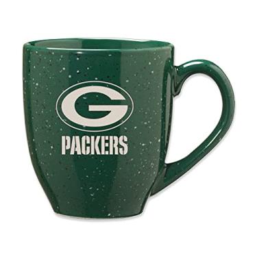 Imagem de Rico Industries Caneca de café de cerâmica gravada a laser colorida do time NFL Football Green Bay Packers 473 ml