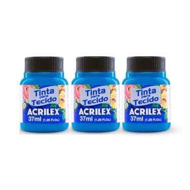 Imagem de Tinta Para Tecido Fluorescente Neon Acrilex 37ml Azul Vermelho Maravilha Verde Ouro Limão Fixação a Frio e Alta Cobertura Recomendado Para Tecidos De Algodão Sem Goma É Ideal Para Customização De Roupas, Decoração E Outras Aplicações Artísticas (Amarelo Limão 102) (Azul 109)