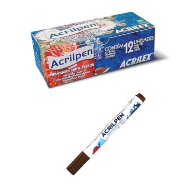 Imagem de Caneta Para Tecido Acrilpen 12 Unidade - Acrilex - Pintura Permanente e Personalização É Ideal Para Personalizar E Detalhar Seus Projetos De Tecido Com Precisão E Durabilidade (531 Marrom)